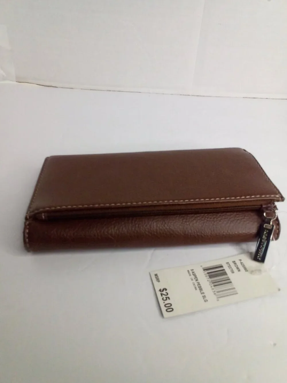 Nine & Company Wallet Tri-Fold Checkbook Pen Holder Leather Brown